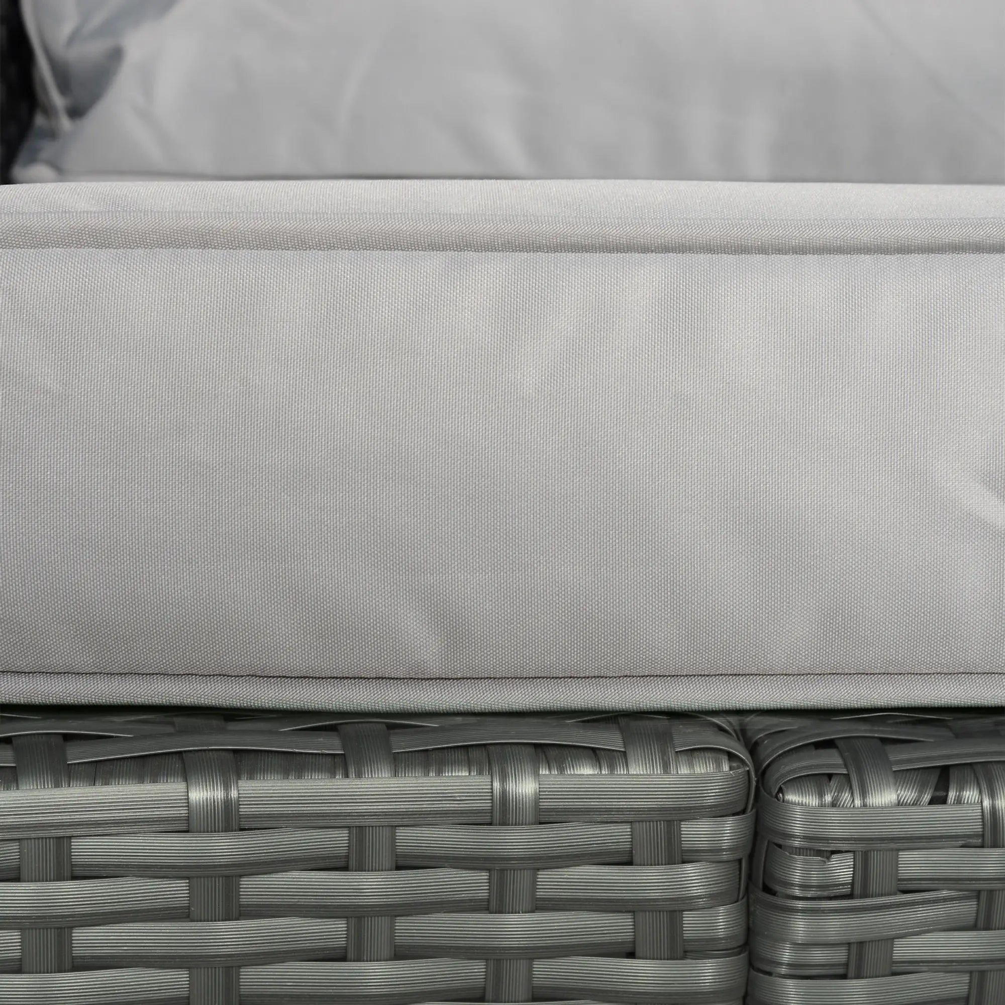 Light Grey 7 Seater Rattan Sofa, Coffee Table & Footstools