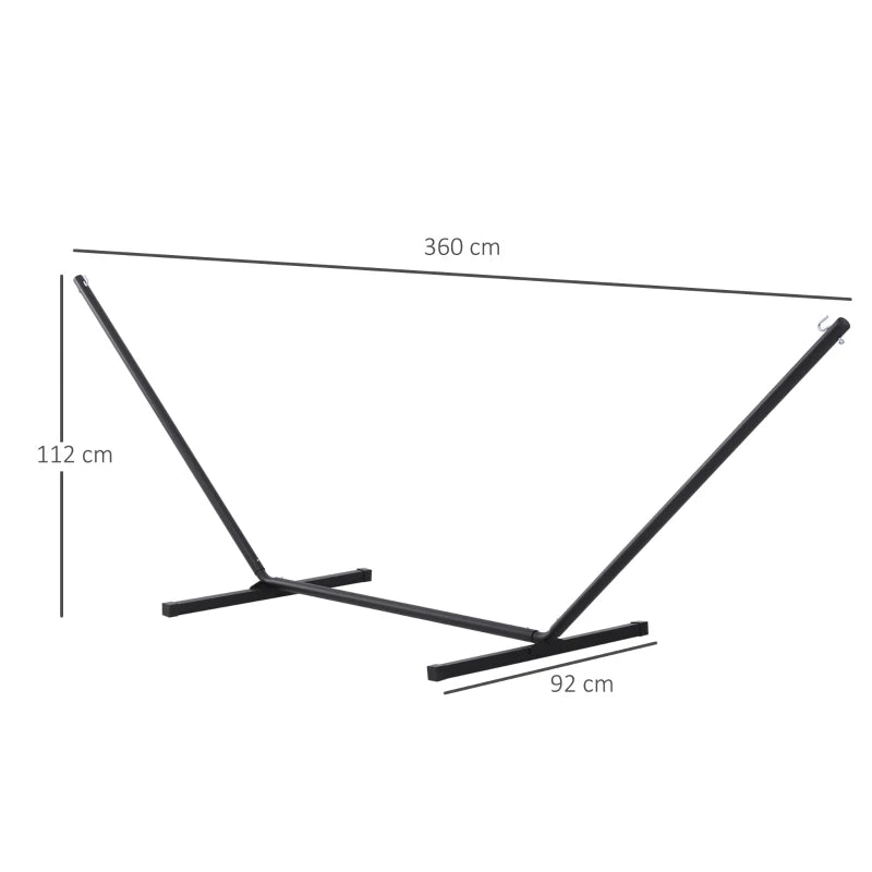 Universal Metal Hammock Stand - 3.6m Extra-long - Outdoor Garden Camping - Stand Only (Black)