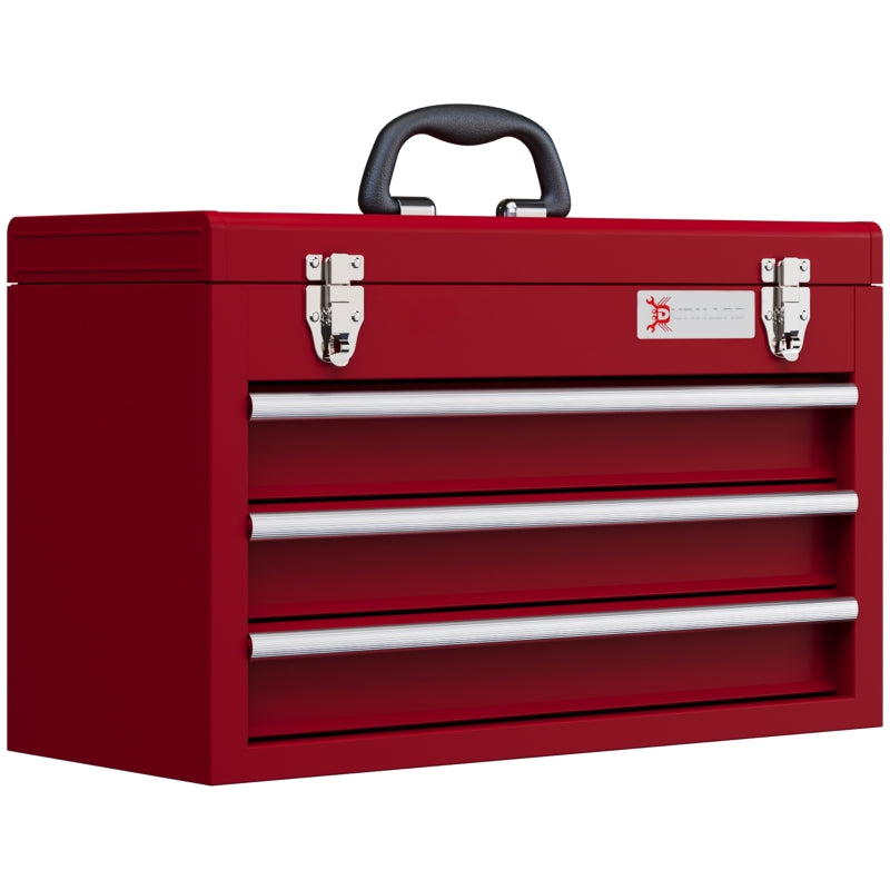 Lockable Metal Tool Box with 3 Drawers