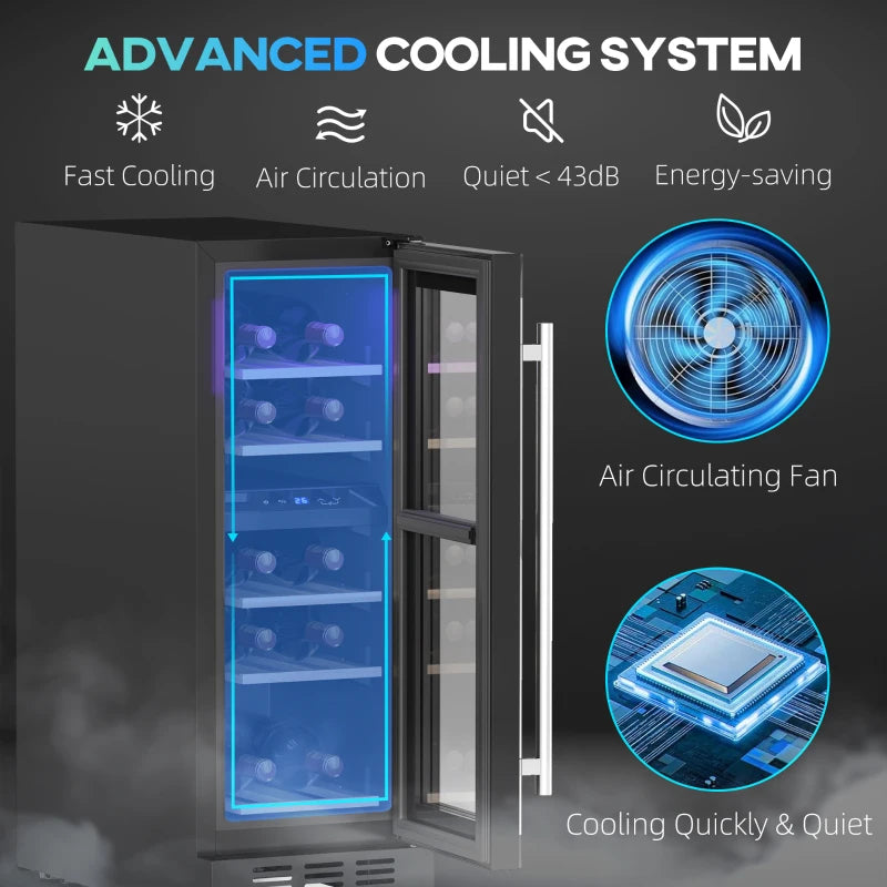 16 Bottle Dual Zone Wine Fridge - Black | Adjustable Temperature 5-18°C | Perfect for Wine Lovers & Collectors