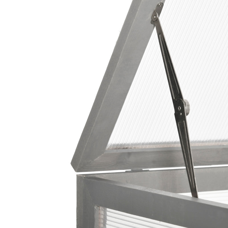 3-Tier Dark Grey Wood Greenhouse with Storage Shelf for Plants