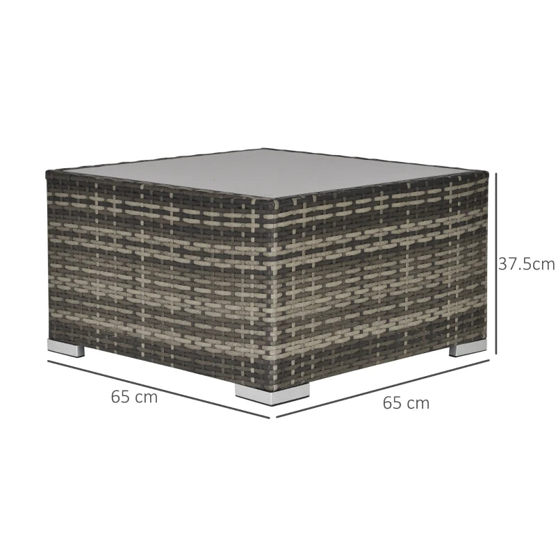 Dark Grey Square Rattan Table with Glass Top