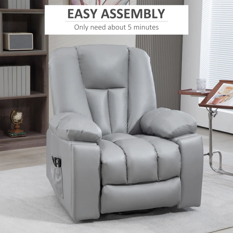 Charcoal Grey Reclining Armchair with Eight Massage Points for Ultimate Comfort