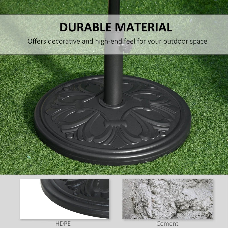 Black Round Patio Umbrella Base Stand - 13kg Weight for Outdoor Garden