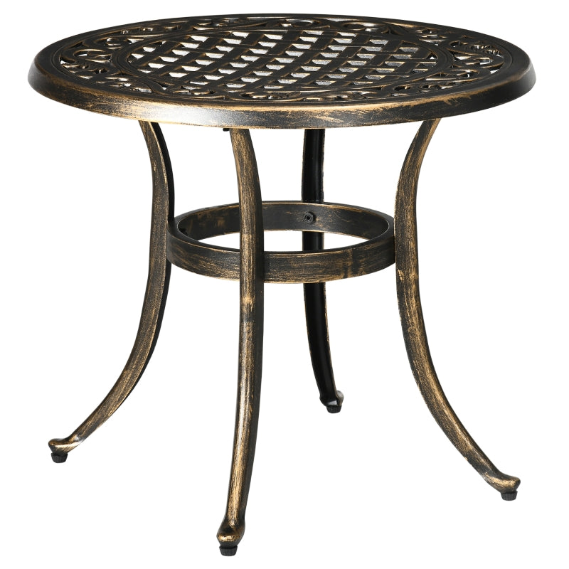 Bronze Round Industrial Side Table with Hollow Top - Patio, Garden, Balcony