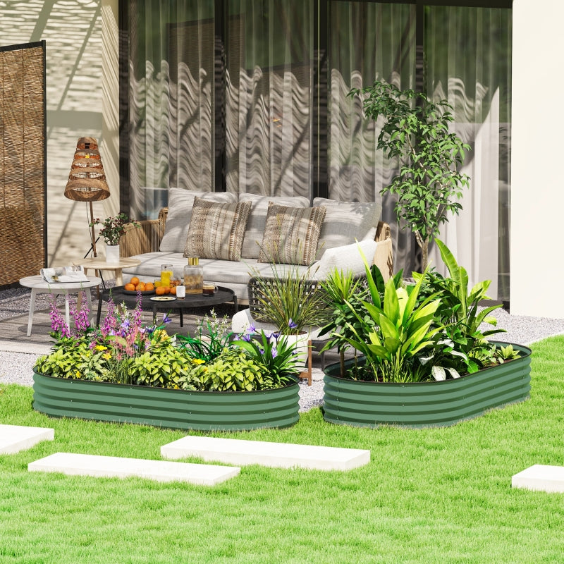 Set of Two 181 x 93cm Green Steel Planters