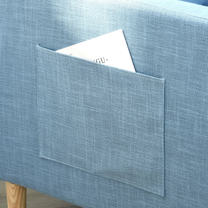 Stylish Upholstered Accent Chair for Living Room, Bedroom or Home Office - Comfy Blue Fireside Armchair