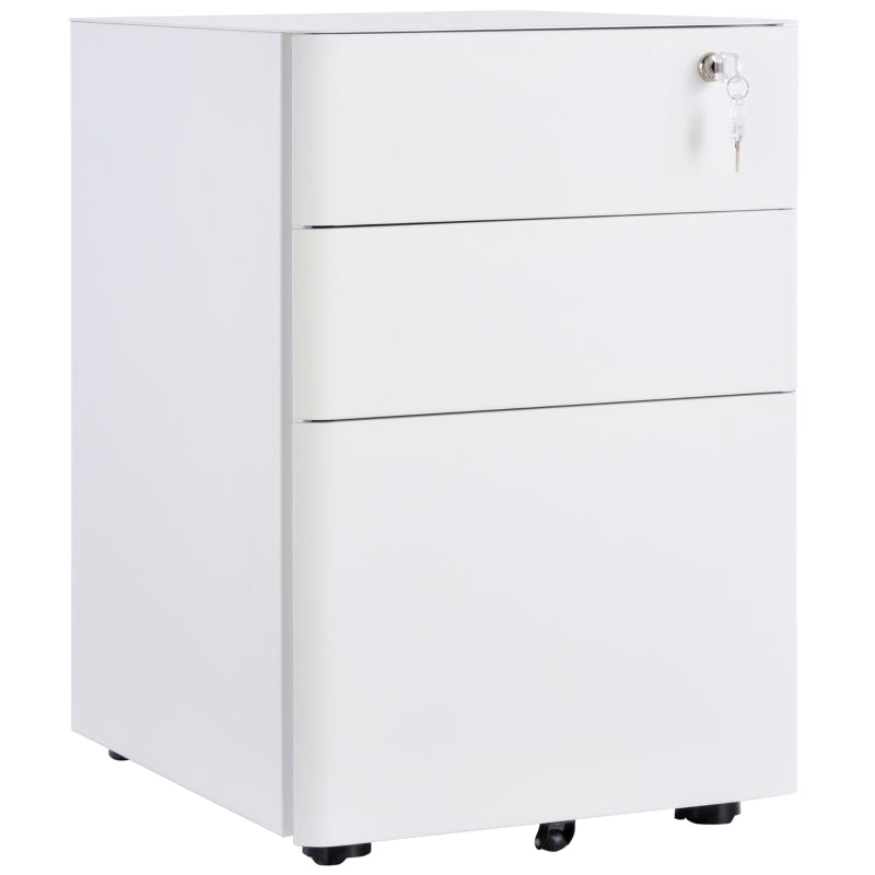 Lockable Rolling Filing Cabinet with 3 Drawers Steel Office Storage Unit for A4 Letter Legal Files