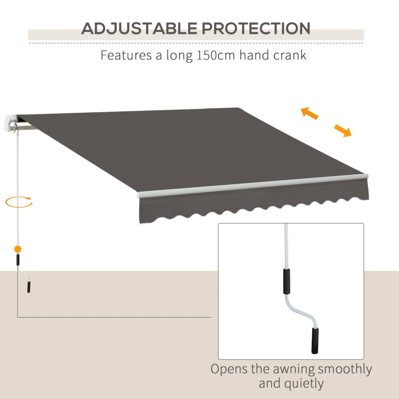 Grey 3m x 2m Retractable Porch Shade