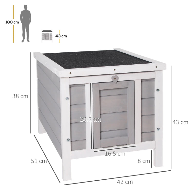 Wooden Rabbit Hutch Outdoor - Guinea Pig & Bunny Cage with Openable Roof, Cat House, Small Animal House, 51x42x43cm, Grey