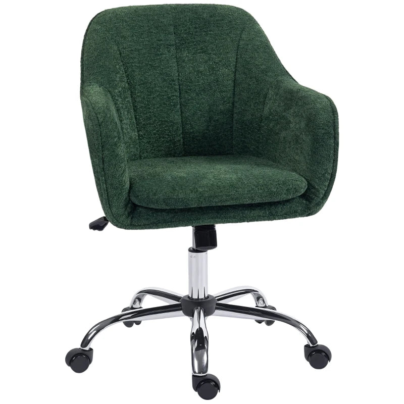 Luxurious Dark Green Velvet-Feel Office Chair for Comfort and Style - Ergonomic Design for Home and Office Use