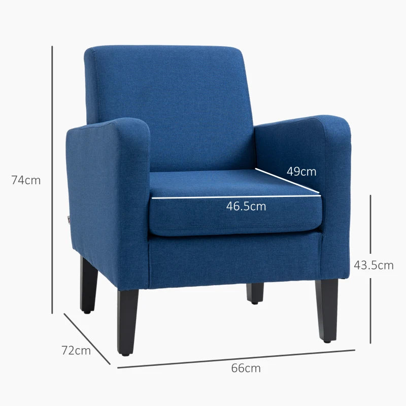 Modern Upholstered Accent Chairs with Rubber Wood Legs for Living Room and Bedroom - Set of 2, Blue