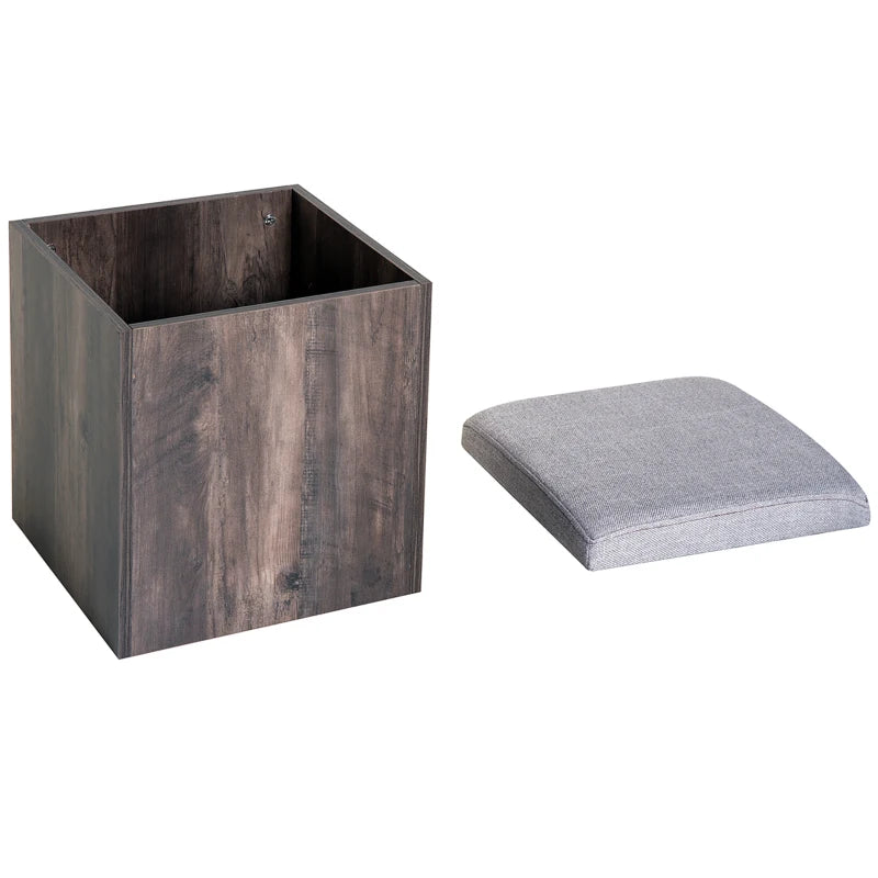 5PC Wooden Dining Set for Garden & Patio - Space Saving Design with 4 Storage Stools, Footrest Ottoman & Cushions