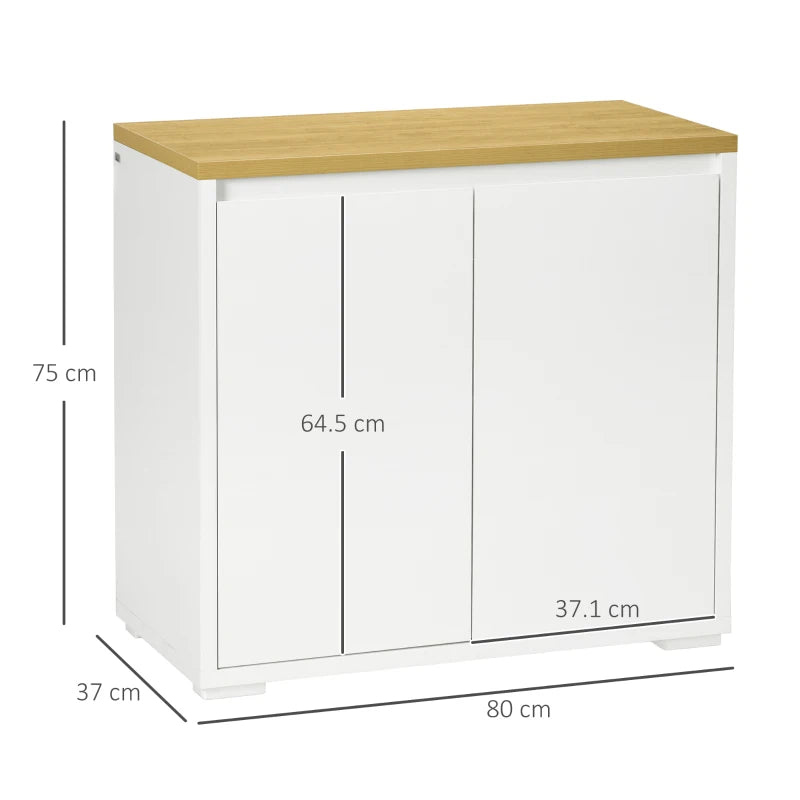 Modern White Kitchen Sideboard Storage Cabinet with Double Doors & Adjustable Shelf - Perfect for Living Room & Entryway