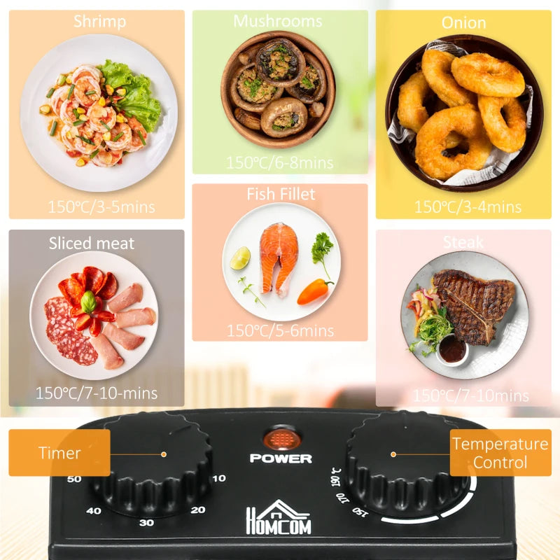 3L Stainless Steel Deep Fat Fryer - 2000W, Adjustable Temperature, 60min Timer, Viewing Window & Safety Cut Out