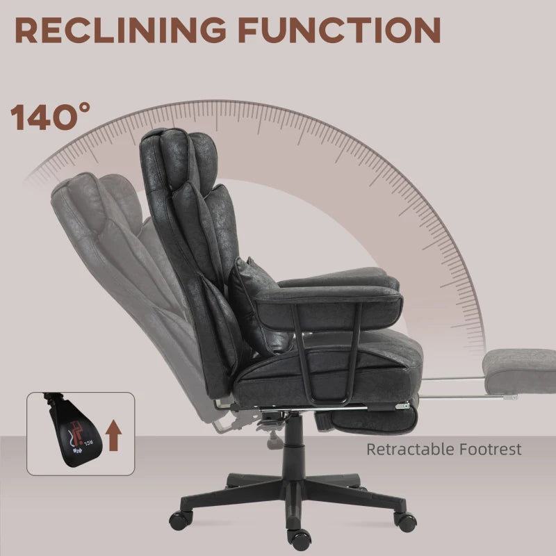 Ergonomic Office Chair with 6-Point Massage & Heat, Reclining Function, Lumbar Support, Foot Rest, Height-Adjustable, Black