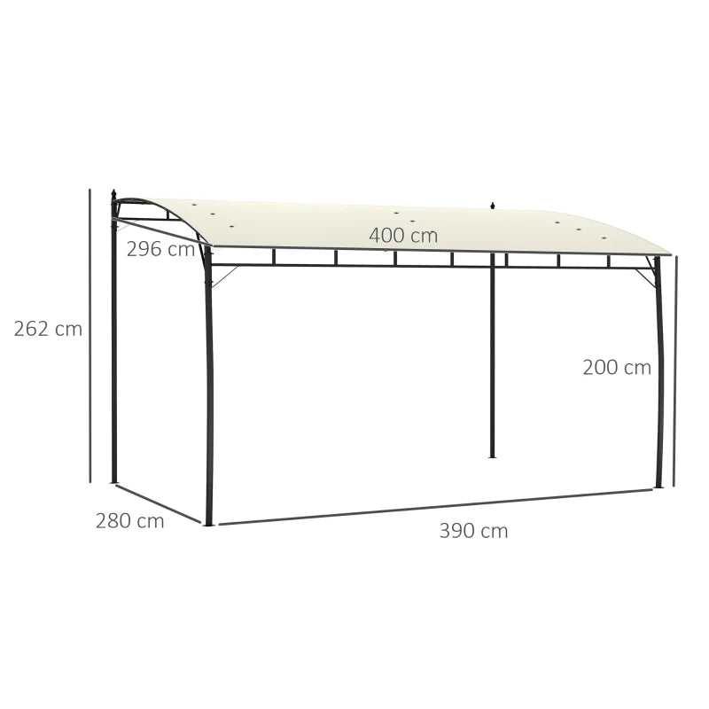 3m x 4m Cream Metal Frame Pergola - Outdoor Garden Canopy
