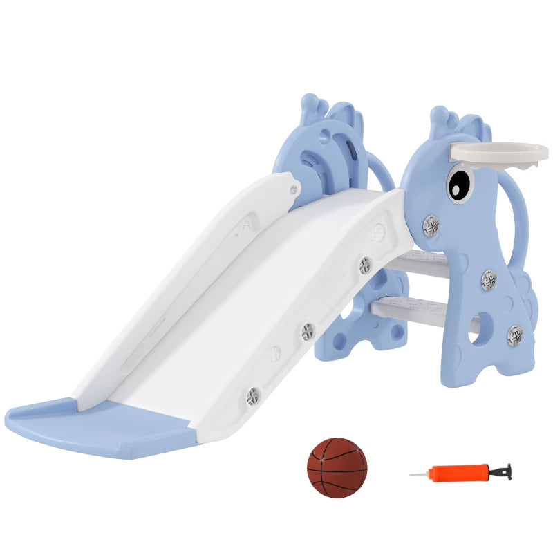 Giraffe Shape 3 in 1 Kids Slide Climber with Basketball Hoop for Indoor Play Age 1-3