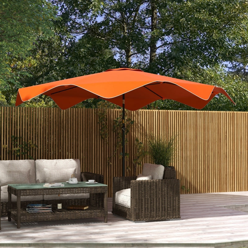 Orange Solar LED Patio Umbrella, Tilt & Crank, 3x3m