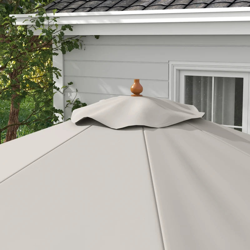 3.3m Grey Garden Parasol Umbrella - Outdoor Sun Shade Canopy with 8 Bamboo Ribs and Wood Pole