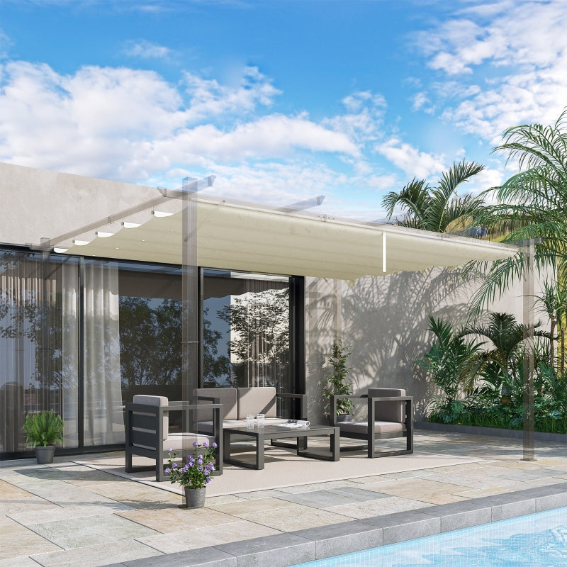 Retractable Cream White Shade Cover Canopy for 4 x 3 m Pergola - Replacement Roof