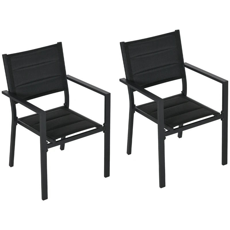 Black Aluminium Stackable Garden Chairs Set of 2