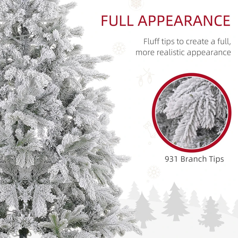 5ft Snow-Flocked Artificial Christmas Tree with LED Lights - Bushy, Lifelike Holiday Decor for Festive Home Decoration