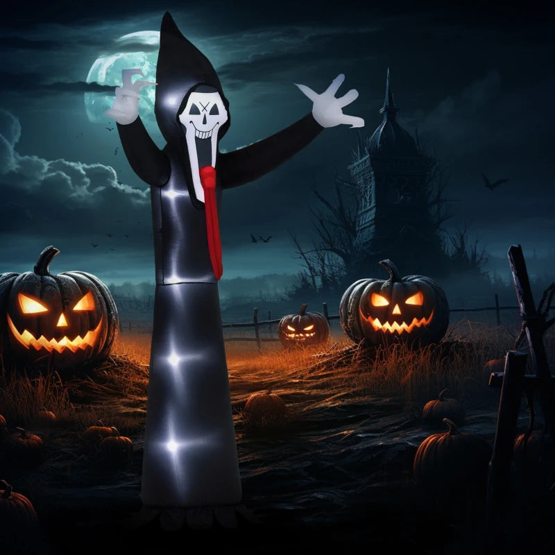 10FT Grim Reaper Halloween Inflatable Decoration with 5 LED Lights - Spooky Blow Up for Indoor & Outdoor Parties