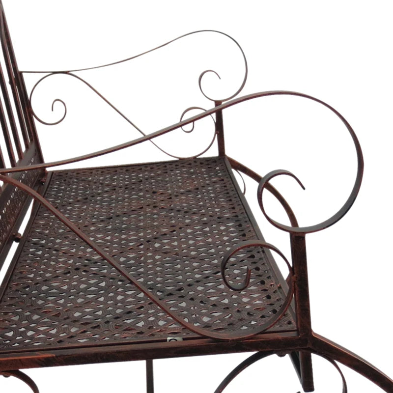Bronze Red Iron Rocking Chair for Outdoor Use