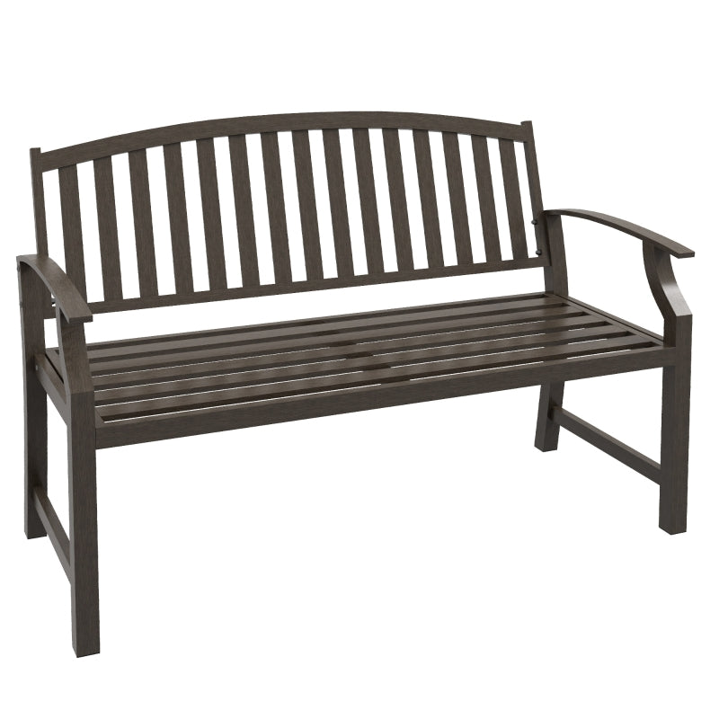 Brown Metal Two-Seater Garden Bench