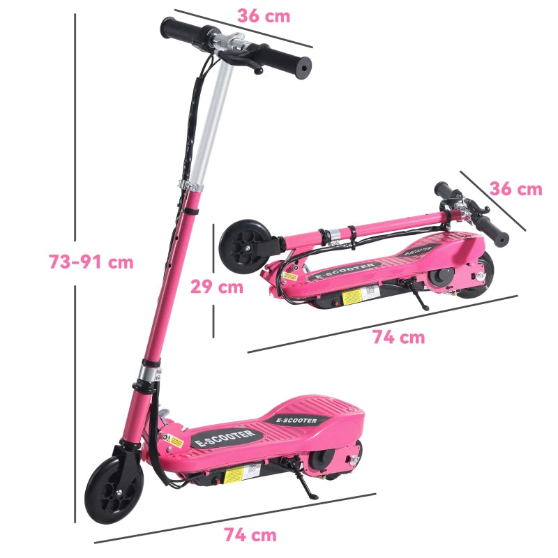 Foldable Electric Kids Scooter for Ages 7-14 Years in Pink