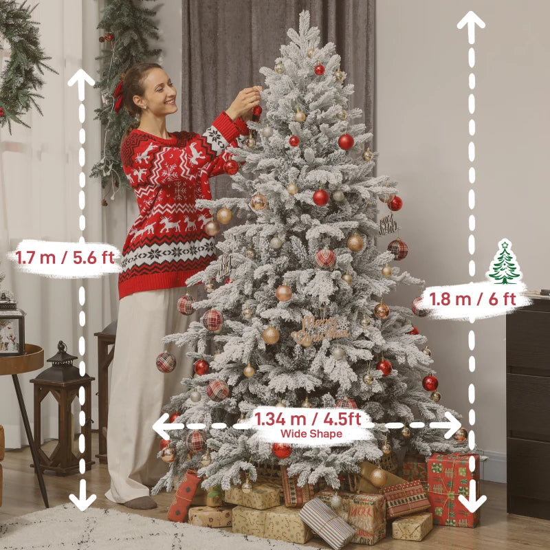 6ft Snow Flocked Artificial Christmas Tree - Realistic Holiday Decor for Festive Home Decoration
