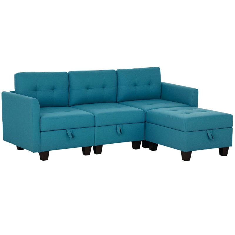 Light Blue 'L' Shape Modular Sofa with Storage for Stylish Living Rooms