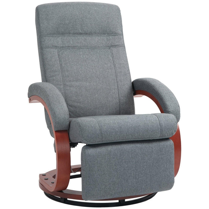 Grey Manual Reclining Swivel Chair with Footrest - 135° Comfort and Style for Your Living Room