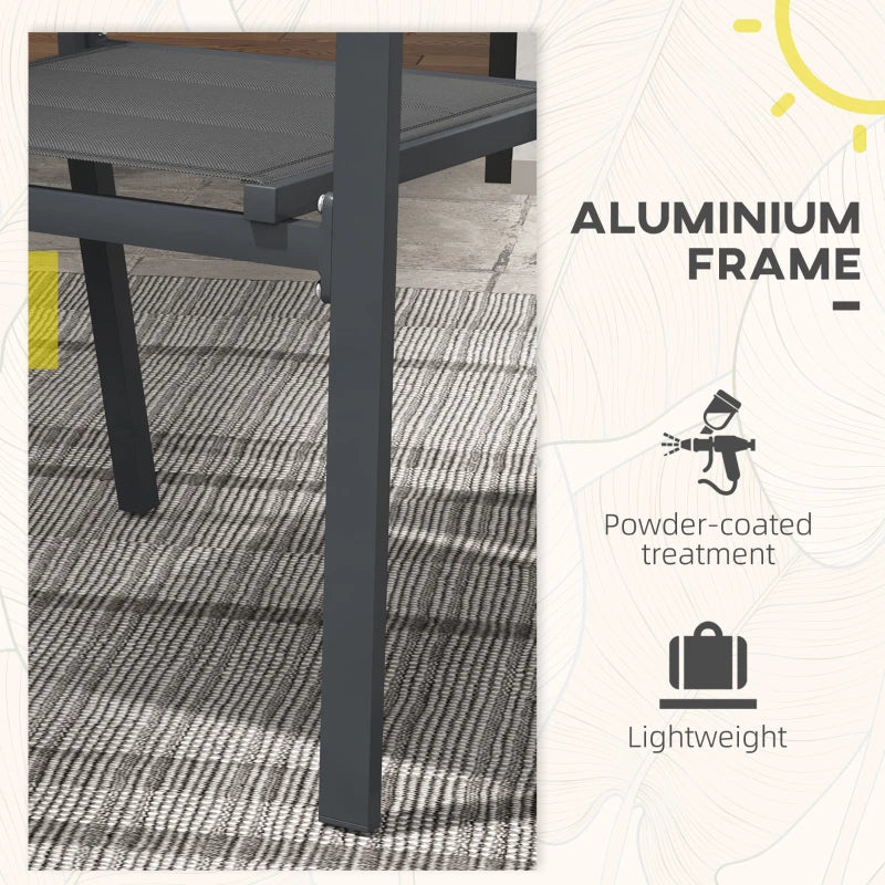 Dark Grey Aluminium Stackable Garden Chairs Set of 2