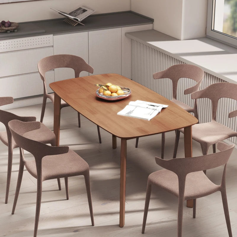 Light Brown Pine Wood Rectangular Dining Table - Modern Design, Durable, Perfect for Family Gatherings and Dining Rooms