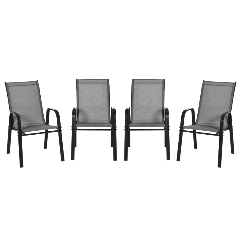 Dark Grey Stackable Outdoor Dining Chairs Set of 4