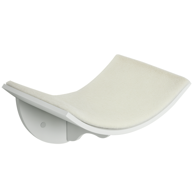 Wood Cat Shelves - Wall-Mounted Curved Kitten Bed Perch Climber Furniture - 41x28x21cm - Stylish White Cat Shelters