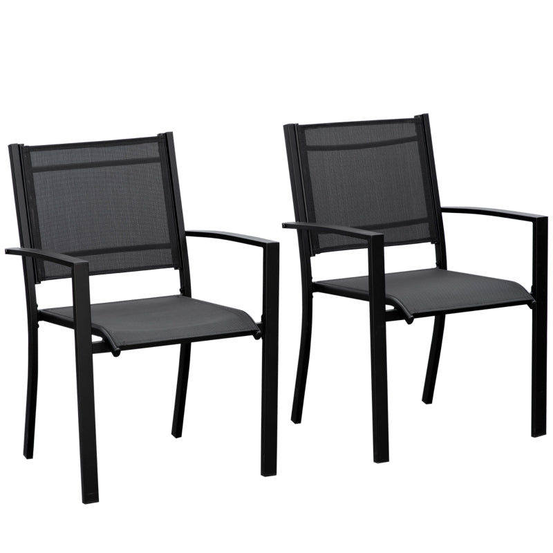 Black Steel Frame Outdoor Dining Chairs Set