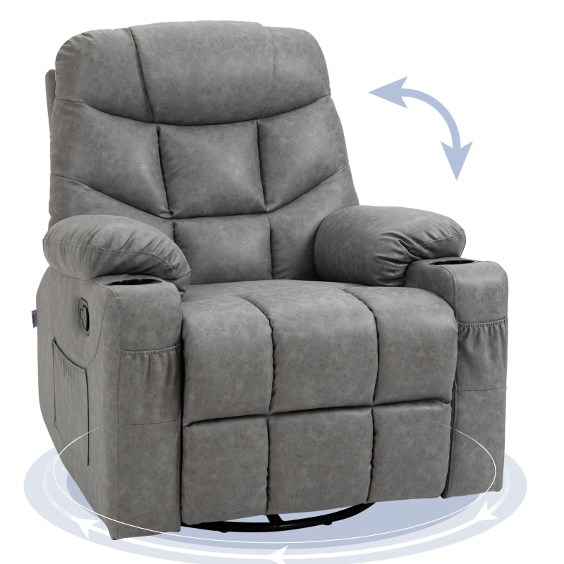 Thick Padded Faux Leather Recliner Armchair in Light Grey for Ultimate Comfort and Style