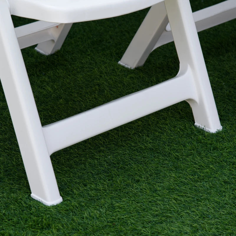 White Folding Outdoor Dining Chairs with Adjustable Backrest - Set of 2