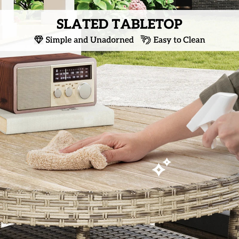 Grey Five-Piece Rattan Garden Furniture Set with Two-Tier Table for Outdoor Patio