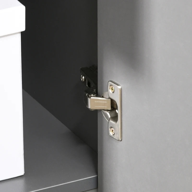 High Gloss Computer Desk with Drawers - Stylish 120x60cm Home Office Workstation & Storage Cabinet in Grey