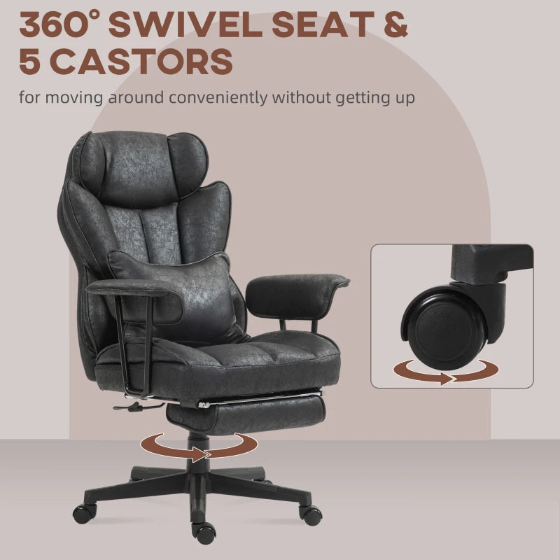 Ergonomic Office Chair with 6-Point Massage & Heat, Reclining Function, Lumbar Support, Foot Rest, Height-Adjustable, Black