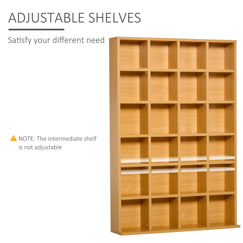 Adjustable CD Storage Unit - Beech Wood Finish, 89 x 130.5 cm, Perfect for Organizing Your Music Collection