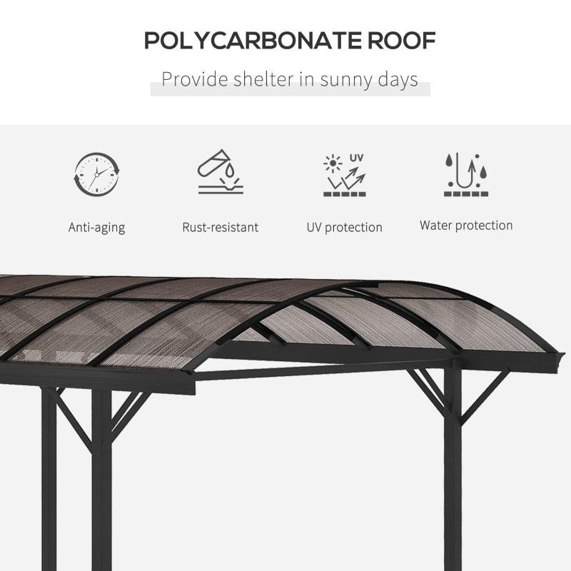 5m x 3m Hardtop Gazebo Aluminium Pavilion Carport With Brown Polycarbonate Roof