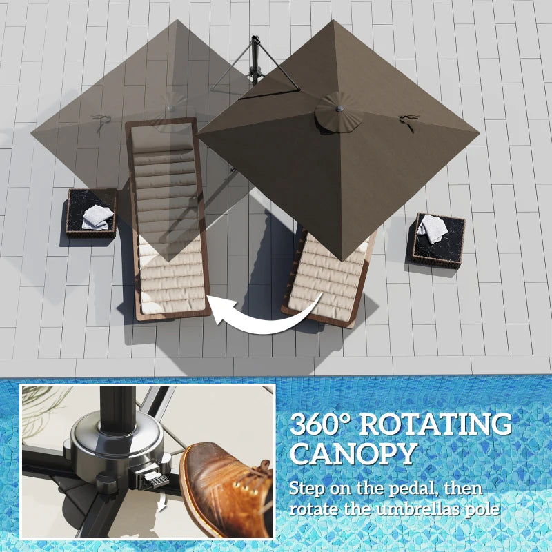 Tan Patio Offset Parasol Umbrella - Outdoor Sunshade for Garden, Deck, and Patio