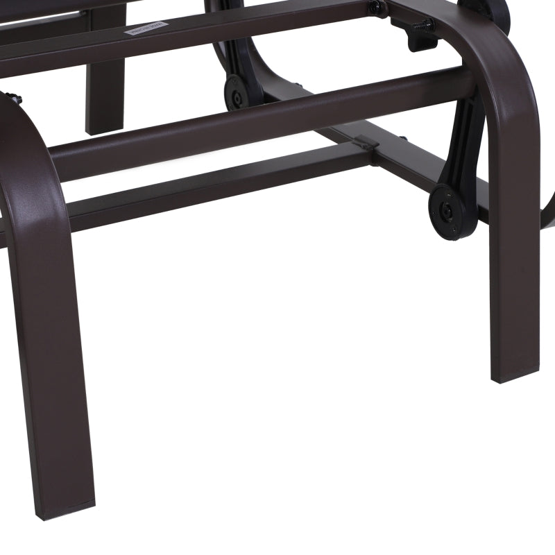 Brown Outdoor Gliding Rocking Chair - Sturdy Metal Frame Garden Swing