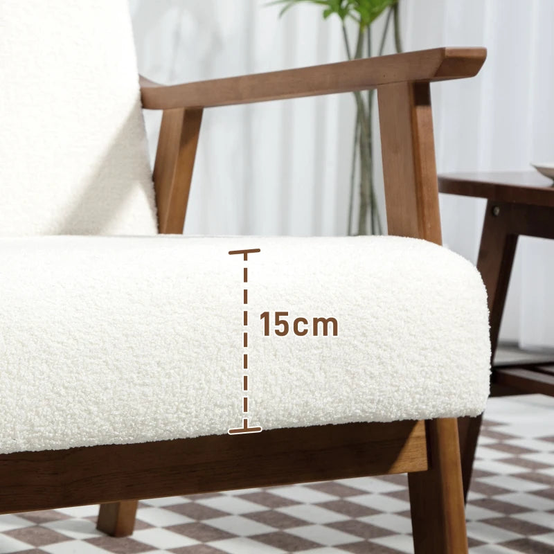 Mid Century Modern Boucle Accent Chair in White - Stylish Seating for Home Decor