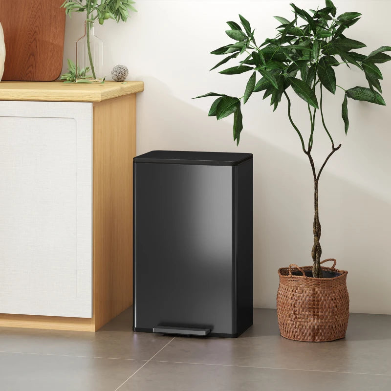 45L Pedal Kitchen Bin with Soft-Close Lid, Stay-Open Feature, Removable Inner Bucket & Odor Control - Ideal for Home & Office